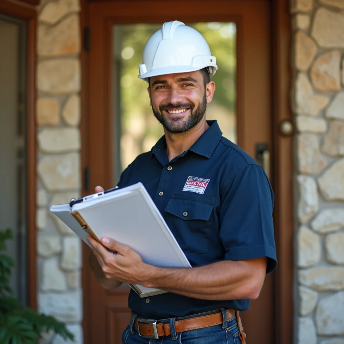 Licensed pest control professional inspecting interior baseboards for termite damage