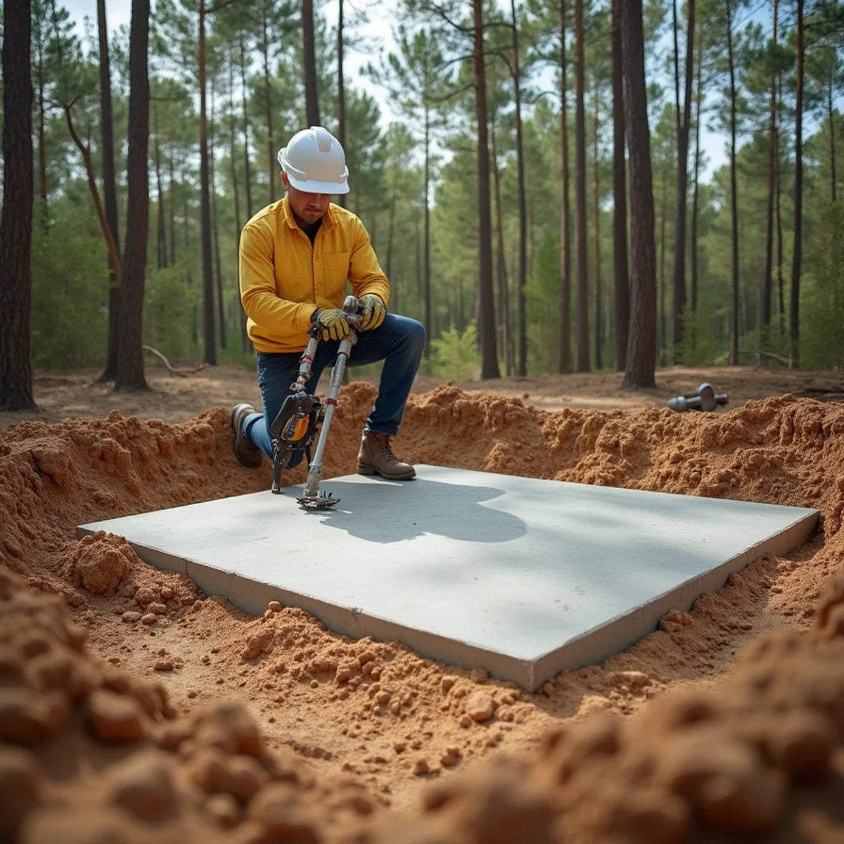 New construction residential slab and freshly cleared timberland in Porter TX